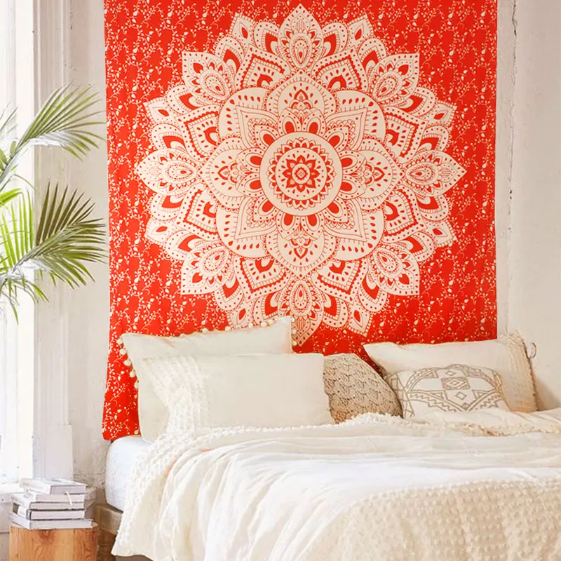 Mandala style orange wall hanging cloth ,multi function tapestry 150