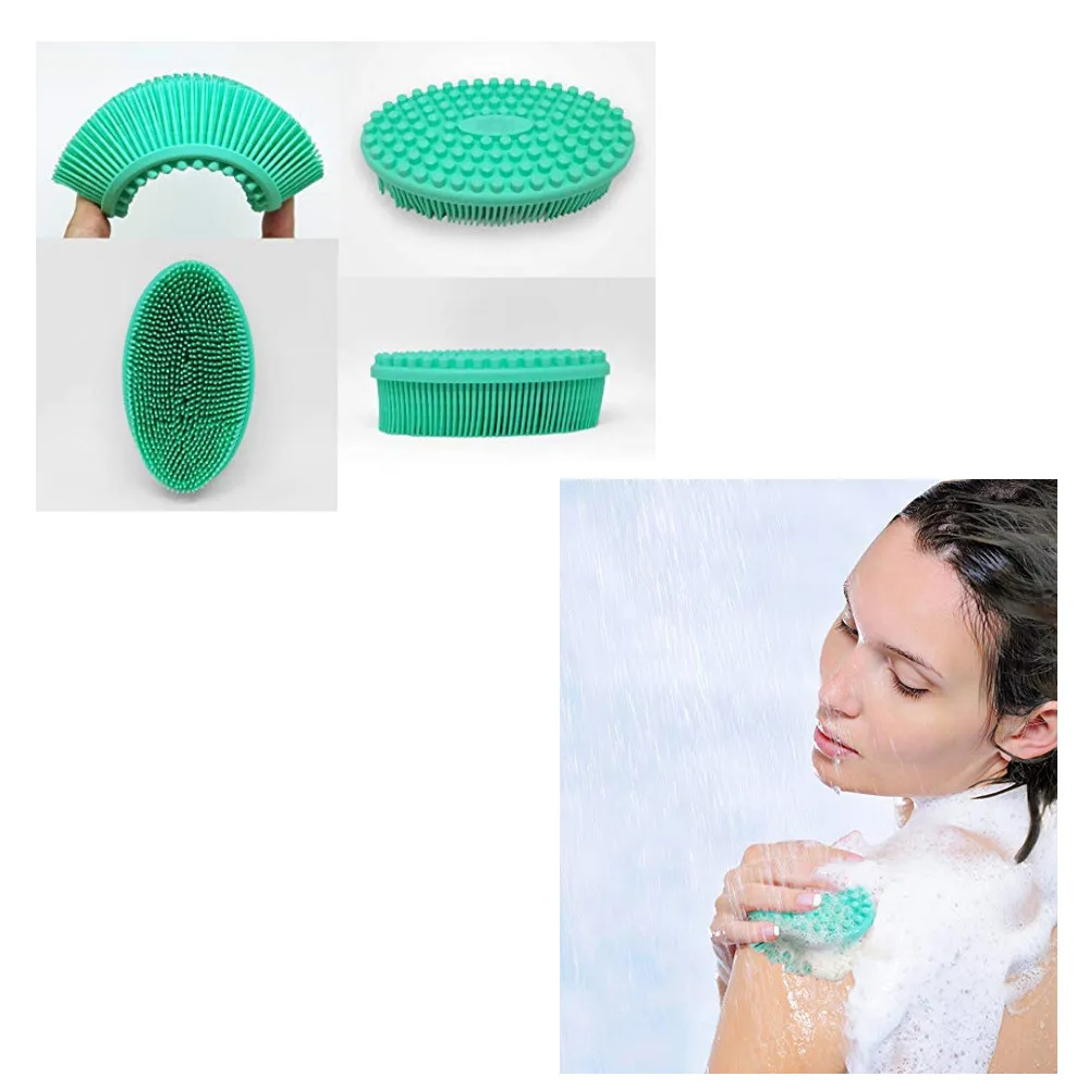 Gentle Scrub Silicone Scalp Shower Massage Brush Bath Brushes Soft Body