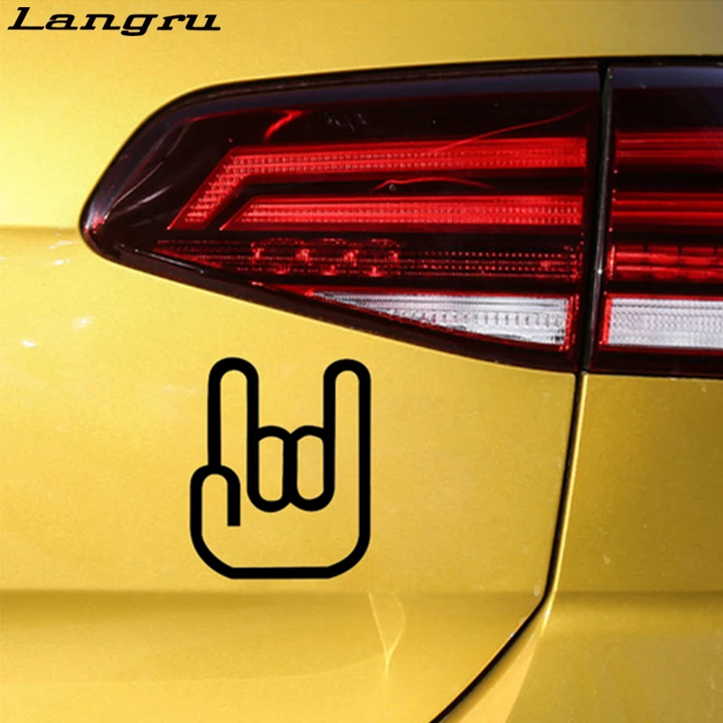 Langru Rock On Rocker Hand Sign Автомобильная Наклейка Виниловая наклейка металлическая
