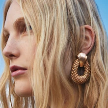 

JURAN Punk Style Shiny Metal Drop Earrings For Women Maxi Fashion Party Bijoux ZA Charm Statement Earrings Jewelry Wholesale