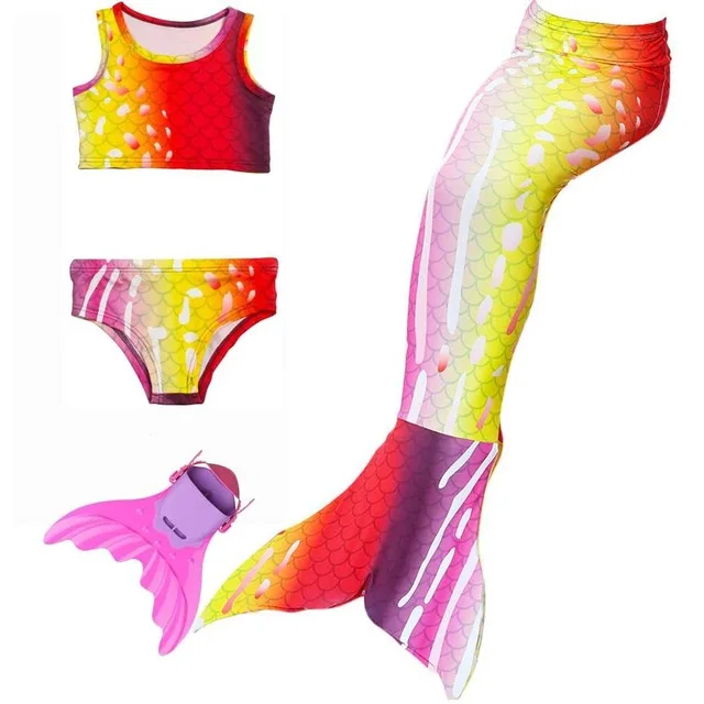 Детский купальный костюм русалки, бикини для девочек с хвостом русалки, детский купальник, Раздельный купальник, хвост русалки, одежда для купания - Цвет: Золотой