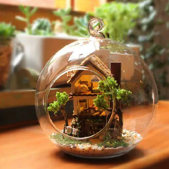 Modo de moda presente em miniatura diy sonho floresta casa de vidro garrafa m09