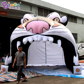 

Horrible 4X4.3X3.6 M inflatable tiger head tunnel for zoo entrance vivid tiger head tunnel tent toy tent for party decoration