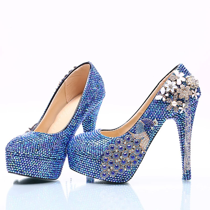 11cm Mariage 14cm Diplômé Magnifique 5cm D'adieu Royal Cérémonie Blue 8cm Strass Bleu De Cristal Ab blue Robe Pompes Phoenix Heels Mariée Heels Mode Chaussures qXTB7zxw