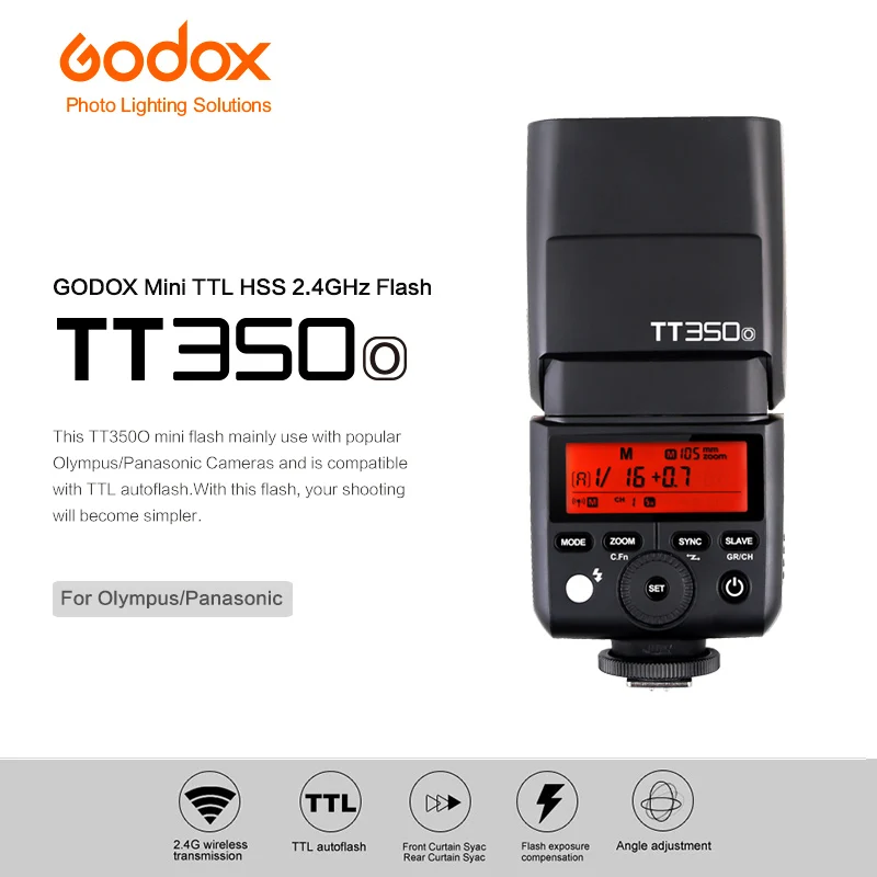 Godox Mini Speed lite TT350O TTL 2 4G Беспроводная Высокоскоростная синхронизация 1/8000s GN36 лампа