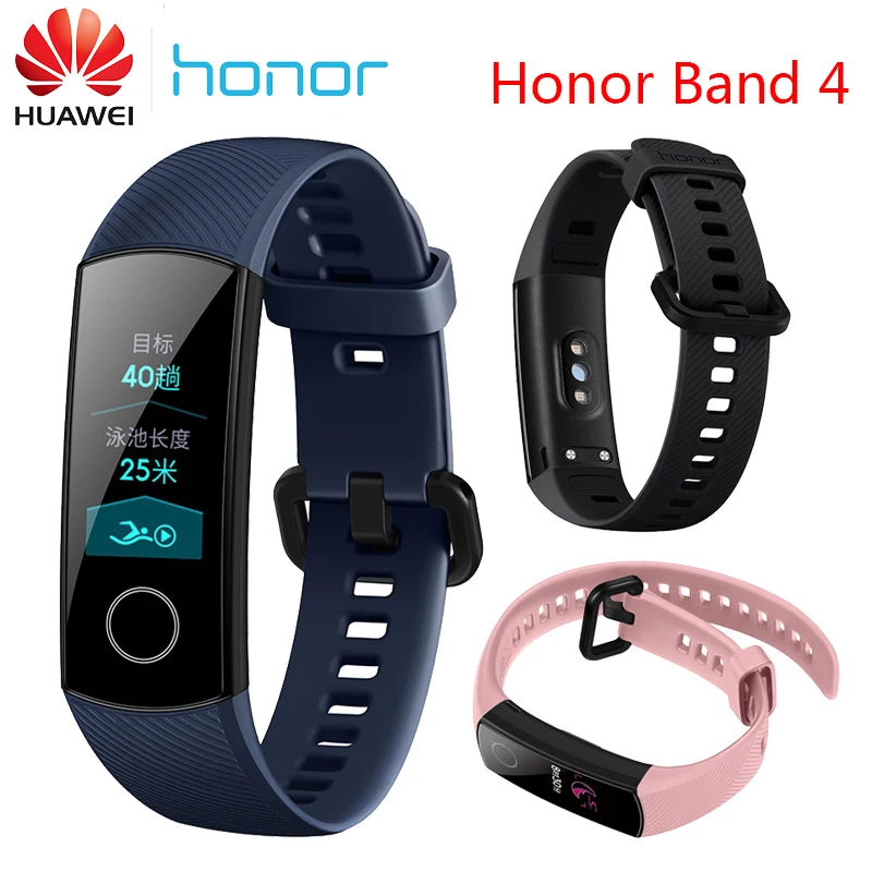 Оригинальный huawei Honor Band 4 AMOLED цветной 0 95 дюймовый сенсорный смарт-браслет 50 м