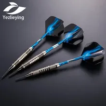 3 fléchettes de fer professionnelles à pointe souple de 18 grammes, motif de feu bleu de haute qualité
