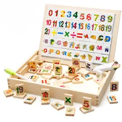 100 + шт. деревянная магнитная головоломка доска для рисования Алфавит Математика домино двухсторонняя магнитная доска Обучающие игрушки