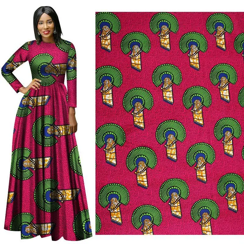 

African national costume polyester batik print fabric geometric pattern apparel fabric factory direct supply good quality 6yards