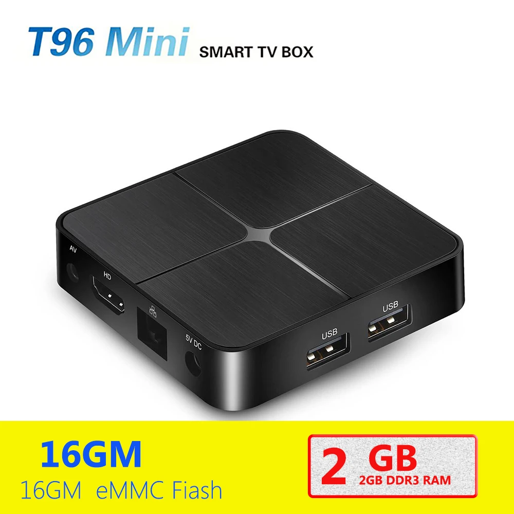 

T96 Mini Android 7.1 Smart TV Box DDR3 2G+16G RK3229 Quad Core 2.4G WiFi 4K Set Top Box Streaming Media Player PK X96mini
