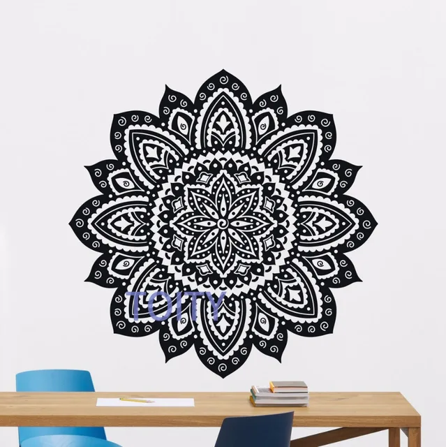 Mandala Kwiat Lotosu ścienne Naklejka Vinyl Sticker Namaste Indian