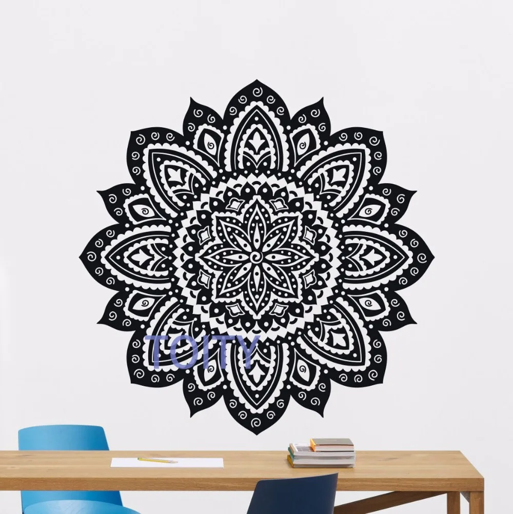 Mandala Lotus Flower Wall Decal Vinyl Sticker Namaste Indian Decor