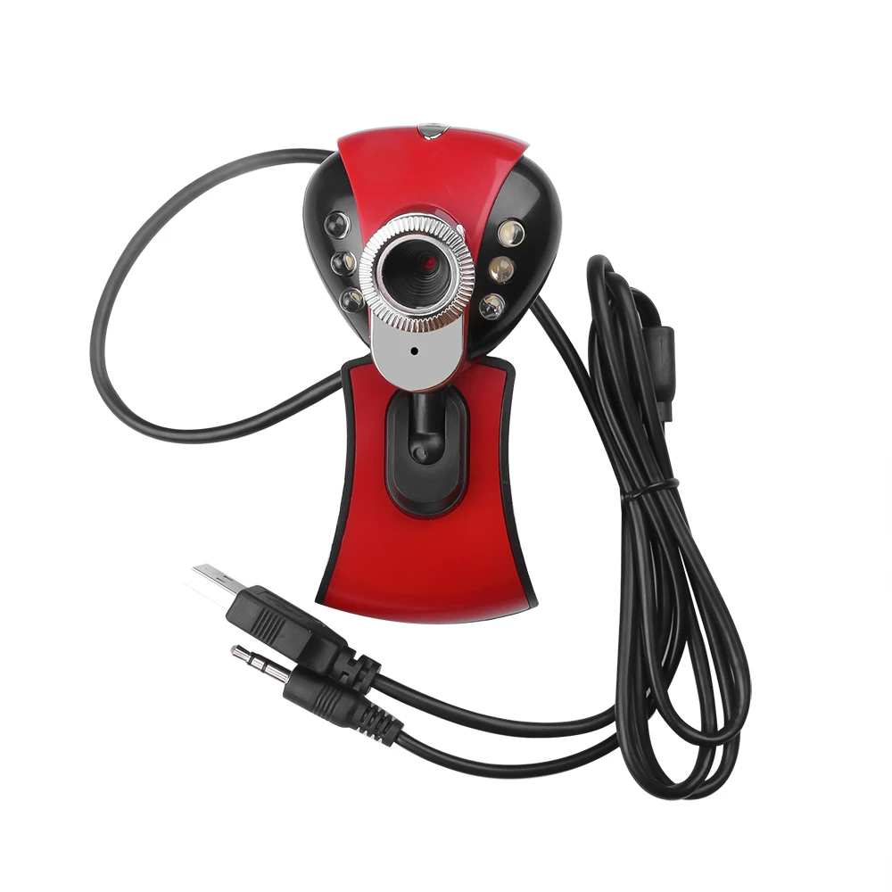 Kebidu Computer Webcam Camera USB 2.0 50.0M 6 LEDs PC Camera 1080P HD Web Cam With Microphone Clip-on For PC Laptop Camera