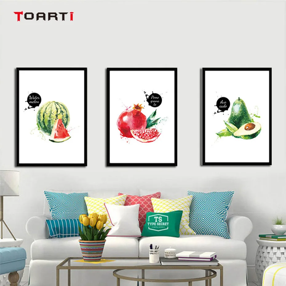 Bright Colorful Fresh Fruit Wall Art Impression Watercolor Painting Nordic Posters&Prints Living Room Home Decor Modern Pictures (2)