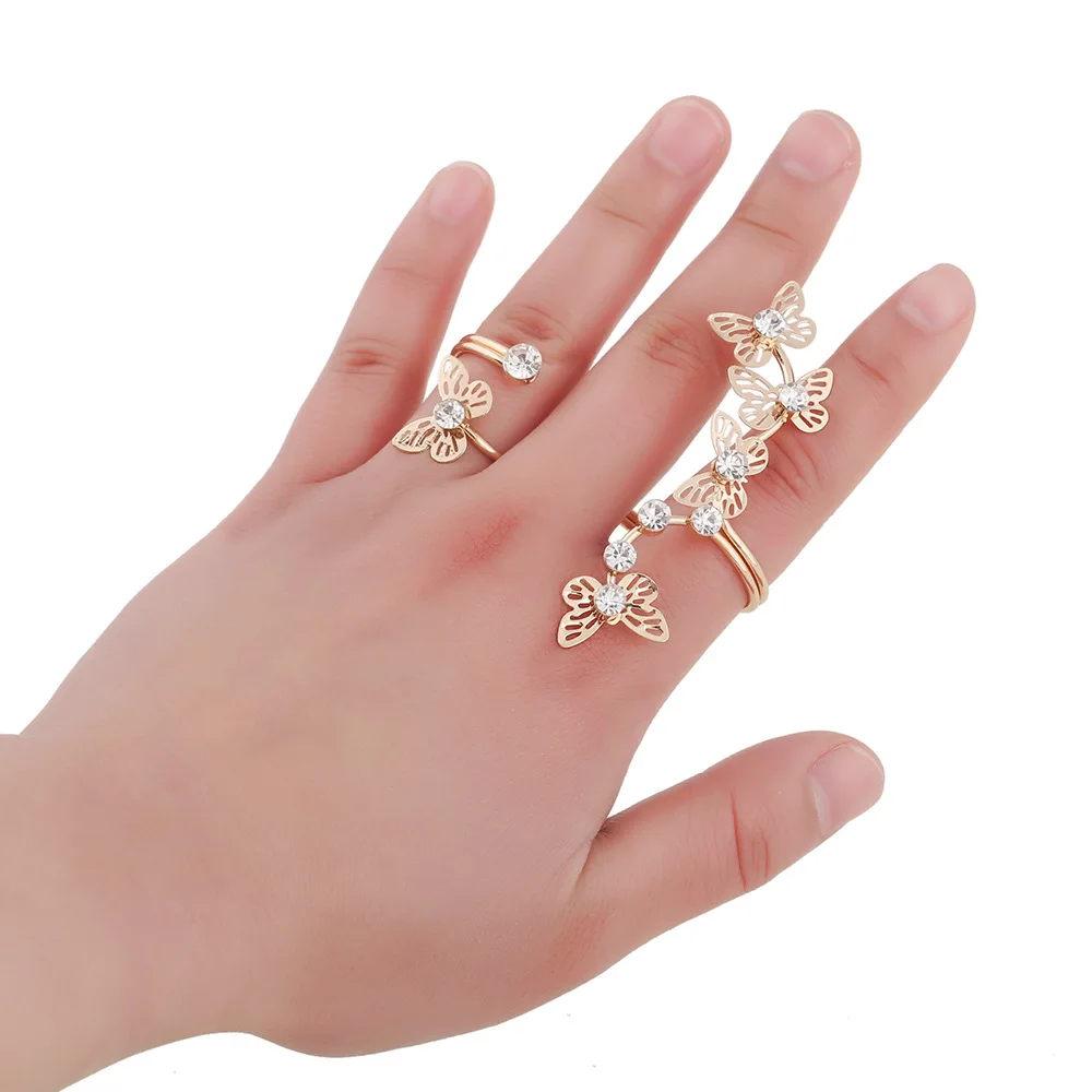 Fashion Elegant Gold Color Butterfly Ring Women's Ring Trendy Austrian