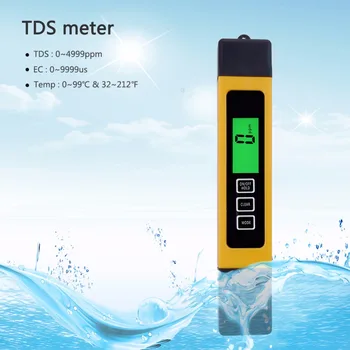

Filter Water Quality Purity, 0-9990 ppm,3 in 1, LCD digital tds 3 meter, Tds, Ec and Temp Meter, reverse osmosis