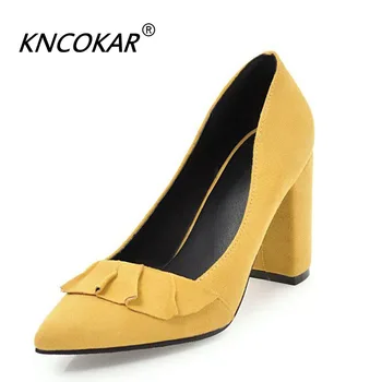 

KNCOKAR Autumn And Winter New Style Elegant Sexy Women's Shoes Pointed Single Shoes The Shallow Mouth Low To Help Work Shoes