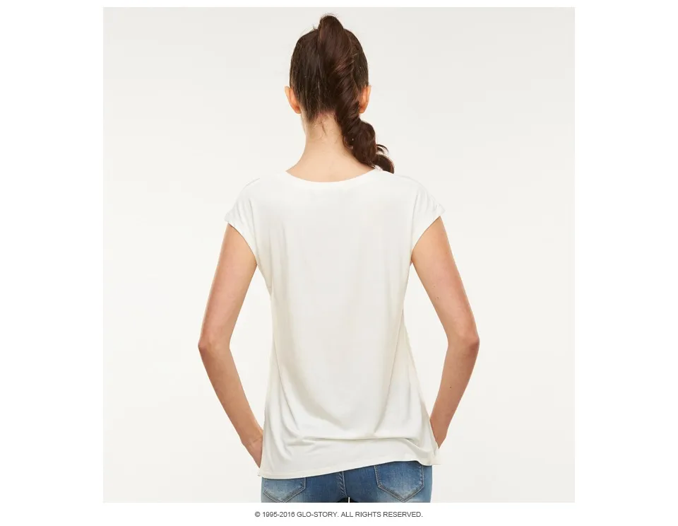 GLO-STORY бренд, модная летняя футболка с принтом, короткий рукав, круглый вырез, женские топы размера плюс, повседневная женская футболка, WPO-1517