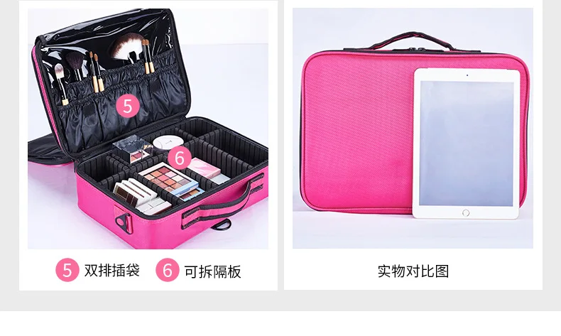 ZYJ Professional Partition Cosmetic Storage Organizer Box Bags Dresser Travel Makeup Artist Nail Tool Bag Beauty Cases Handbag (34)