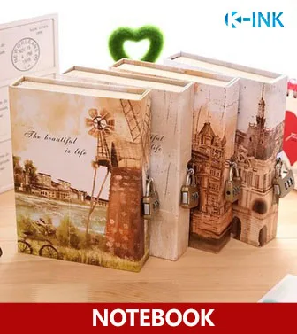 

A5 Hardcover Lock Notebook , Vintage Building Business Notebook with Passwords as Diary Book for Daily Memo , Notepads