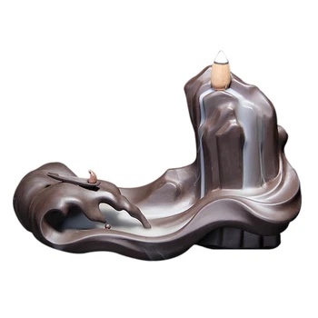 

Backflow Incense Burner Ceramic Mountain Design Incense Cone Sticks Holder Home Decor Office Teahouse Bouddha Decoration