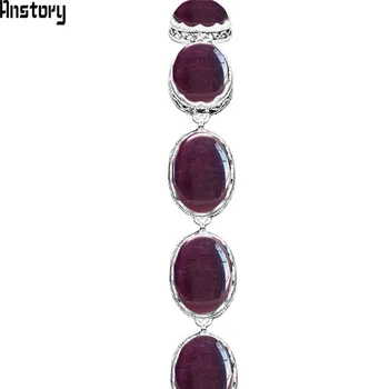 

Oval Transparent Purple Opal Bracelets For Women Flower Bead Vintage Look Antique Silver Plated Fashion Jewelry