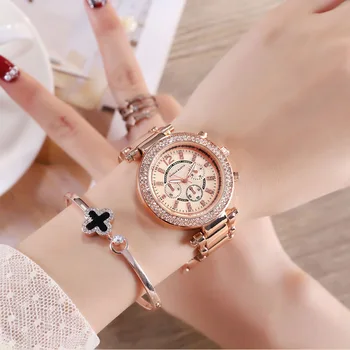 

Luxury Diamond Design Women Watches Stylish Rose Gold Dress Quartz Wrist Watch Female Top Gifts Clock relogios feminino 2019