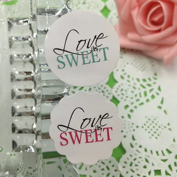 

300PCS/Lot 3cm Flower-Shaped Love Sweet Sticker Labels White Paper Scrapbooks Stickers Custom Label Sealing For box/gift/cup