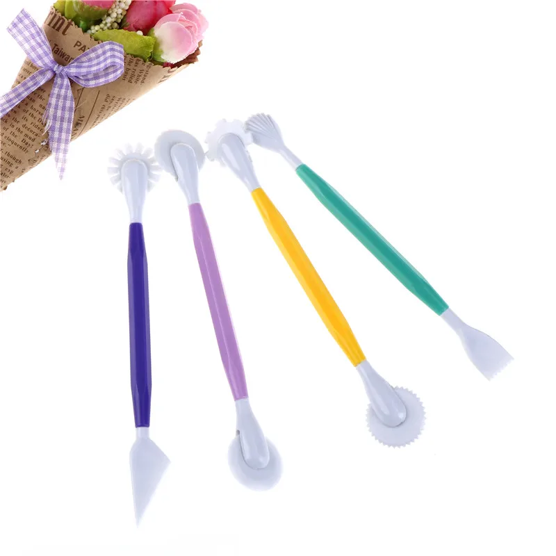 4pcs Fondant Cake Decorating Modelling Tools 8 Patterns Flower Decor Carving Pen High Quality