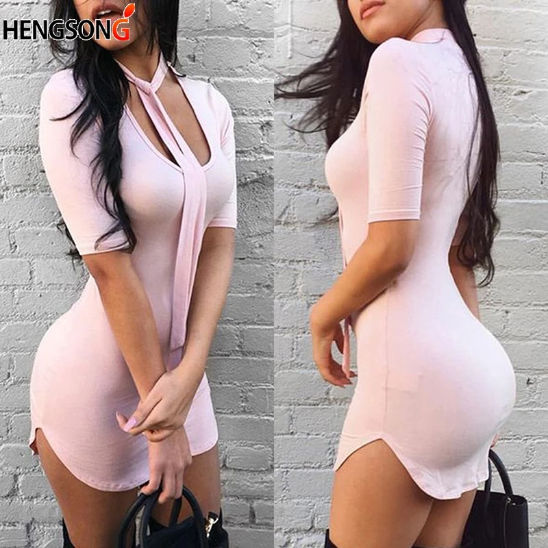 Vestidos de verano para las mujeres, moda Sexy, club nocturno, ajustado con  cinta, Media manga, ajustado, Mini|Vestidos| - AliExpress