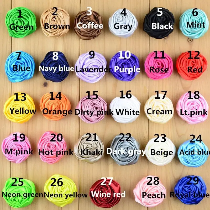 

29colors Mini Handmade Satin Rose Flower For Baby Girl Headband Hair Flower Crafting For DIY Baby Hair Accessories