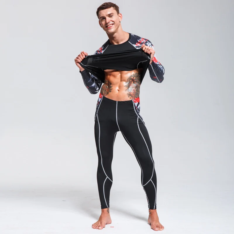 Мужская одежда для фитнеса, костюм, зимний комплект термобелья для бега, новая популярная спортивная одежда для мужчин, для бега, Рашгард, мужская рубашка Ccrossfit