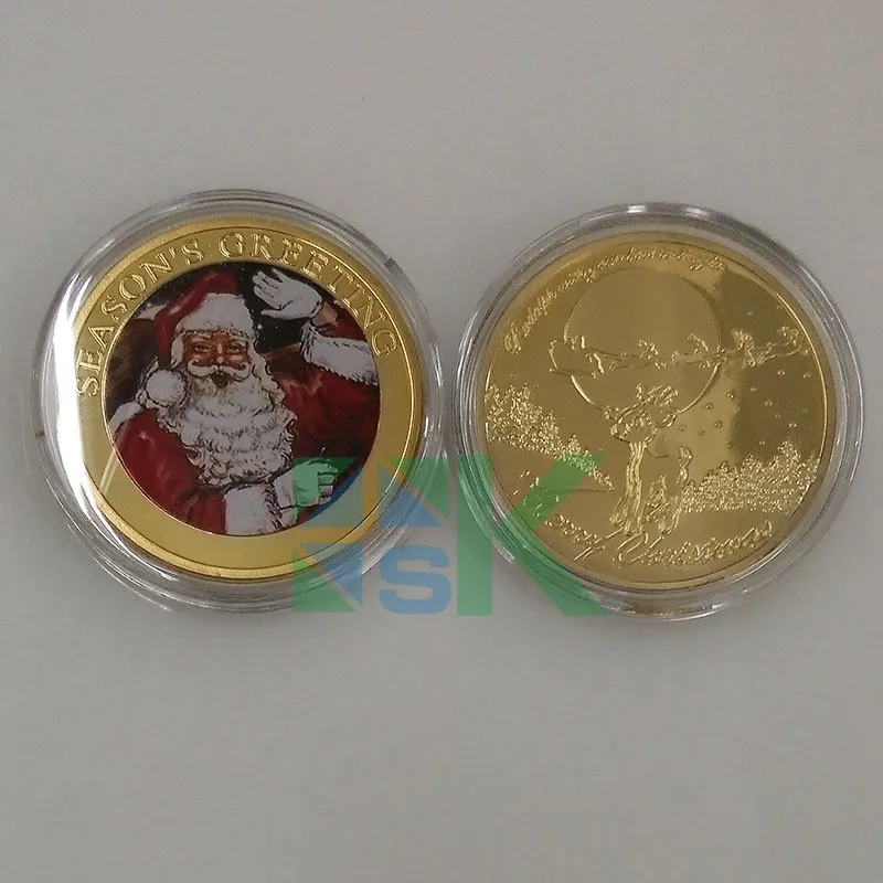 Санта-Клаус С Рождеством X'mas золотые монеты 10 шт./партия Новогодние подарки 24 K золотой плакированный подарки на удачу монеты