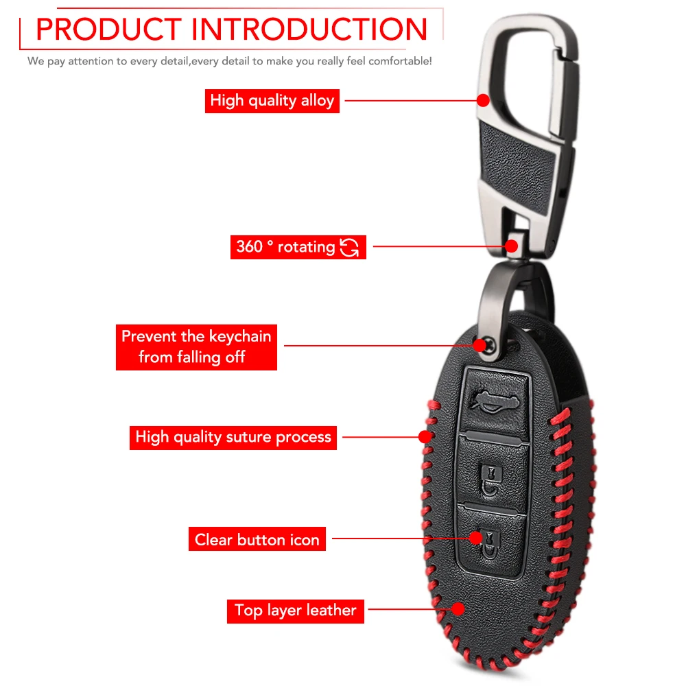 Автомобильный брелок, кожаный чехол-держатель для Nissan Qashqai J11 X-Trail t31 t32 Rogue Pathfinder Murano Teana Note, Juke Maxima