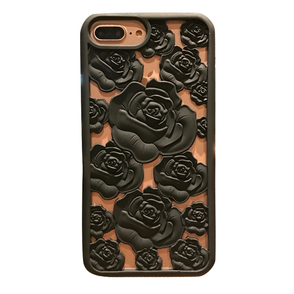 

3d Rose Flower Floral Cases For iphone XS MAX XR 8 7 plus X 5 se 5s fashion hollow soft silicon case cover For iphone 6 6s plus