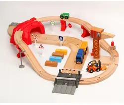 EDWONE-один набор Деревянный Железнодорожный Кран поезд автомобиль слот железнодорожные аксессуары оригинальная игрушка Дети