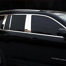 Для Jeep compass 2011 2012 2013 Нержавеющая сталь полный Оконные Планки с центральной колонной отделка окна