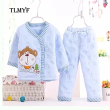 2 шт./компл.) комплект одежды для новорожденных детей от 0 до 6 месяцев, одежда для маленьких мальчиков и девочек хлопковое зимнее нижнее белье с рисунком обезьяны, OT020