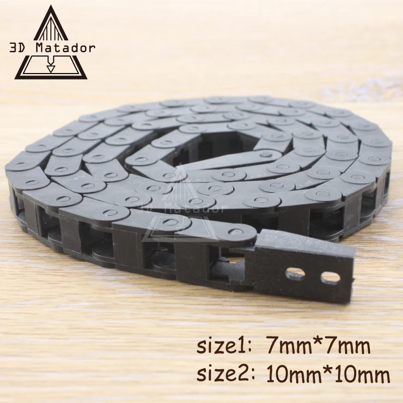 HOT 3d printer parts L1000mm 10x10mm 7x7mm Cable Drag Chain Wire Carrier with end connectors for