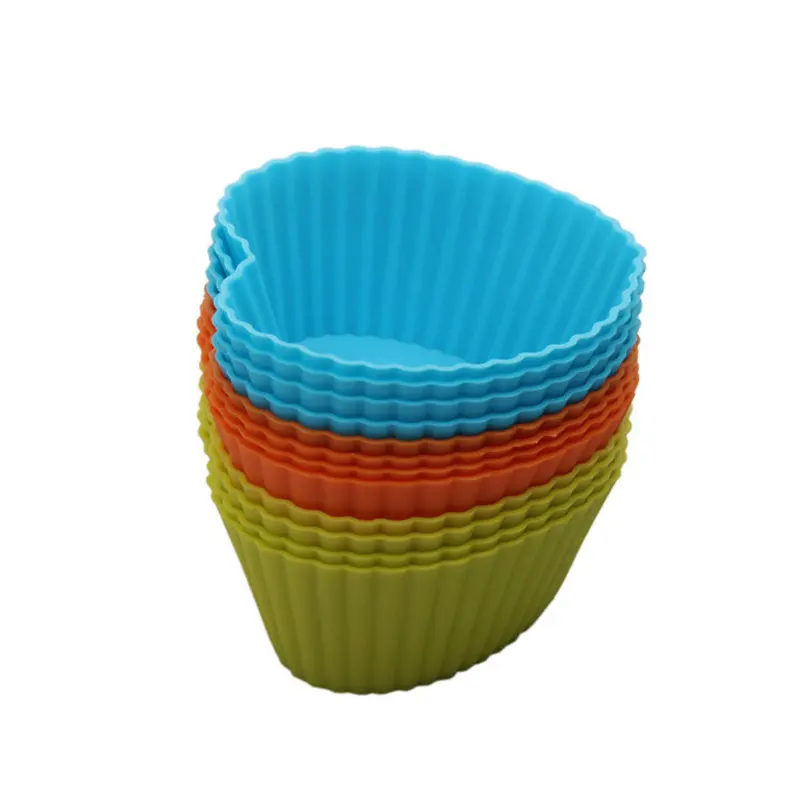 AMW 12pcs Heart Silicone Muffin Cupcake Mold Cup Cake Liners Muffin Cases Bakery Accessories