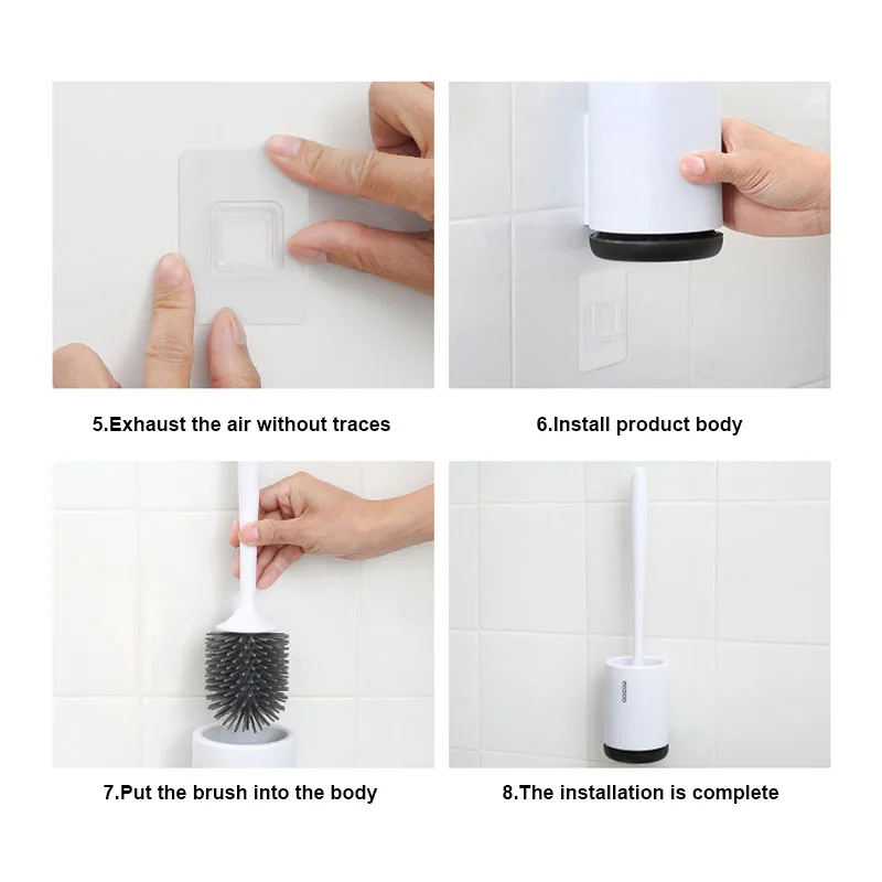 

Toilet Brush with Holder Soft Silicone Brush with Quick Drying Holder Set LAD-sale