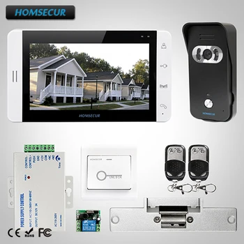 

HOMSECUR 7" Video Door Phone Intercom System+Camera for Home Security L1:TC021-B Camera(Black)+TM703-W Monitor(White)+Lock