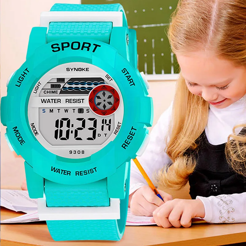 Спортивные студенческие часы, детские часы, часы для мальчиков и девочек, часы с подсветкой, цифровые наручные часы, электронные наручные