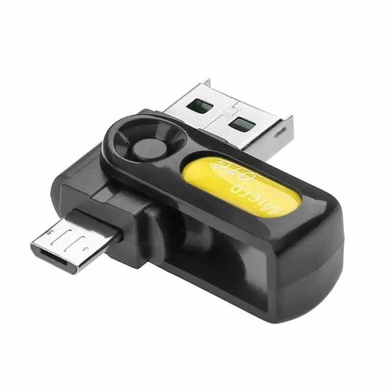 Универсальный 2 в 1 USB OTG кардридер Micro USB OTG TF SD считыватель карт OTG адаптер для мобильного телефона ноутбука - Цвет: Цвет: желтый