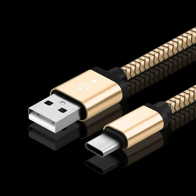 2 м длинный usb type-C кабель для передачи данных 2A быстрое зарядное устройство шнур для samsung galaxy A80 A50 A60 A40 Tab A 8() Tab A 10,1 htc 10 U11 life - Цвет: Золотой