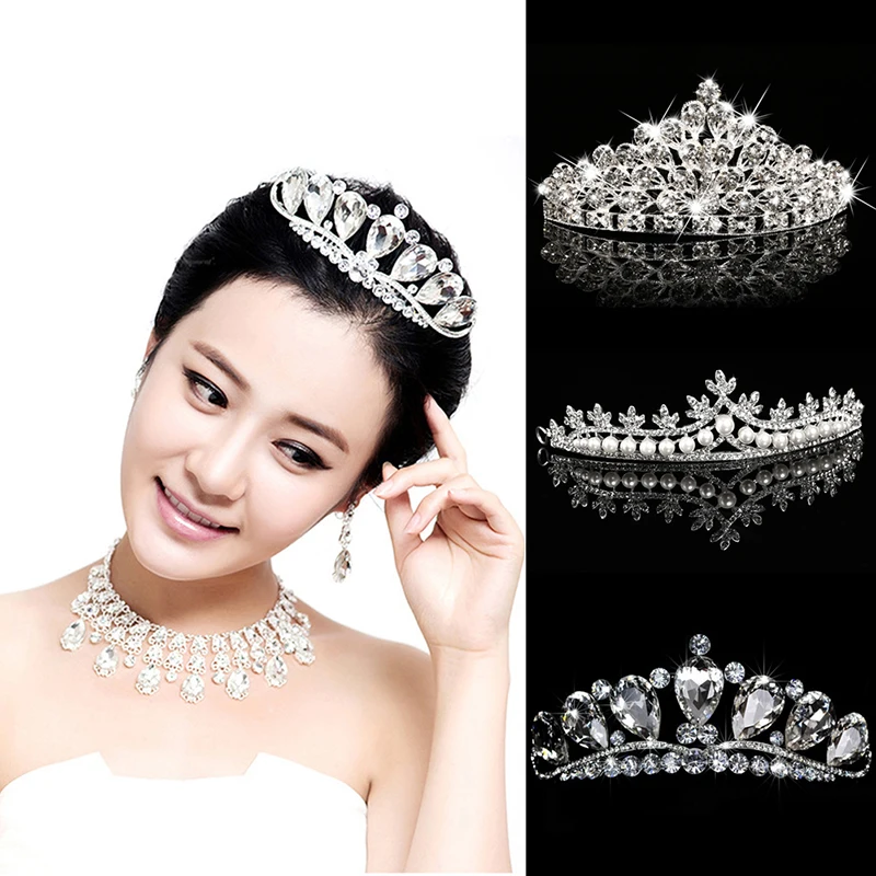 Gorgeous Tiaras And Crown Queen Diadem Shiny Crystal Rhinestone Crown Wedding Bride Princess Tiara Headband Women Hair jewelry