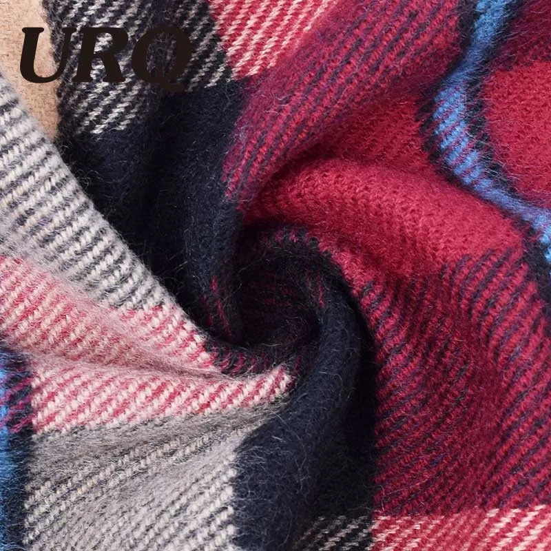 Шарф URQ зимний новый мягкий кашемировый шарф клетчатый теплый унисекс для мужчин