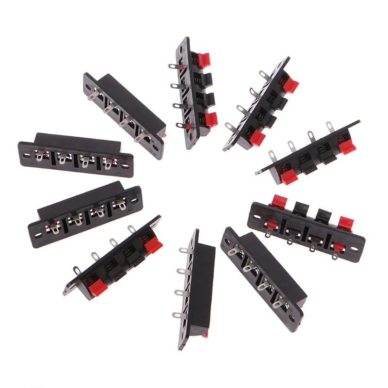 OOTDTY 10pcs Plastic+Metal Single Row 4 Pin 4 Position Push Type