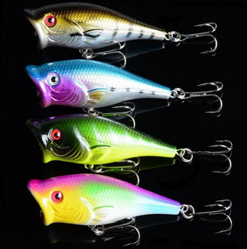 Hot Sale 4 Pieces Top water Popper Hard Fish Lure Big Mouth Bass killer Bait Artificial Hollow