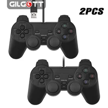 2pcs Black USB PC Computer Wired Gamepad Game Controller Joystick